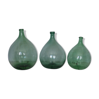 Set of 3 old Vintage 20 demijohn L-15L - 10L