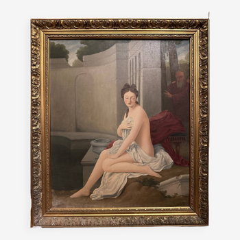 Suzanne au Bain-Repro du tableau de Jean-Baptiste Santerre signé M.Hallé 55/64cm
