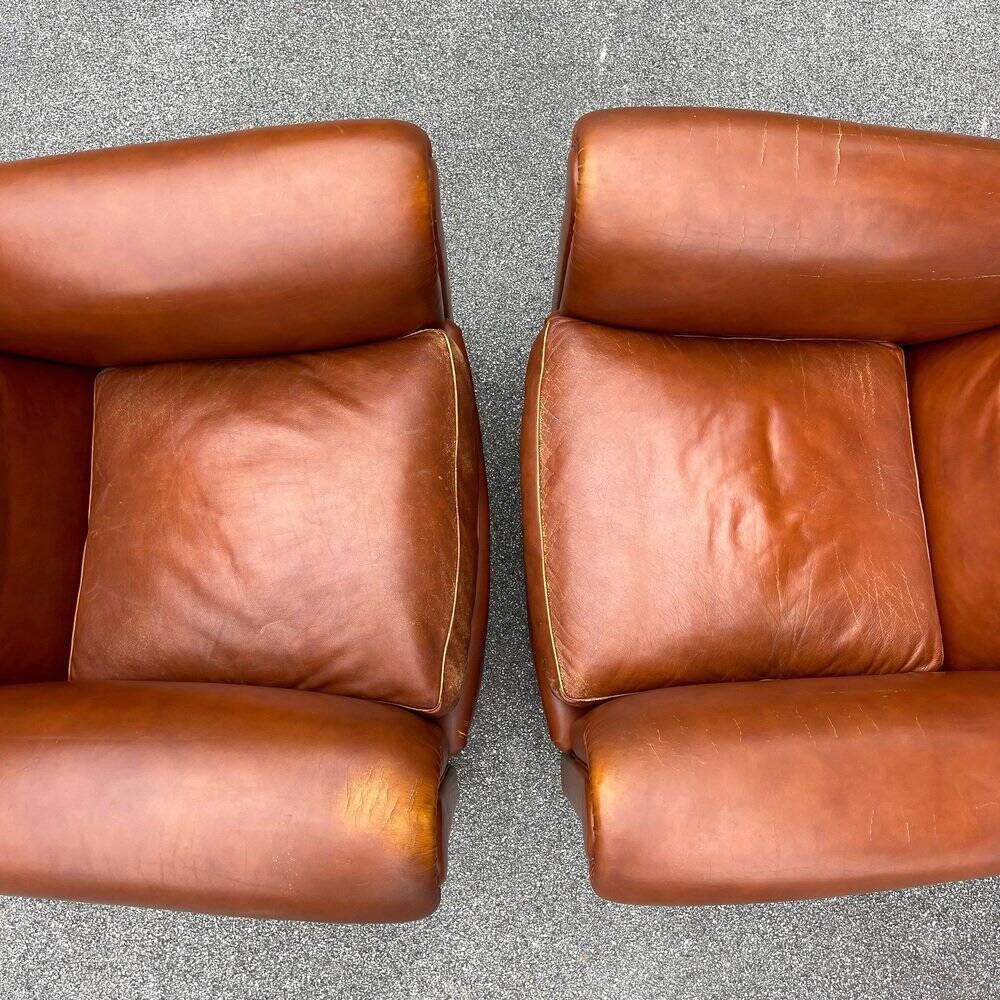 Set of Italian leather Poltrona Frau chairs, 1970s.