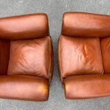 Set of Italian leather Poltrona Frau chairs, 1970s.