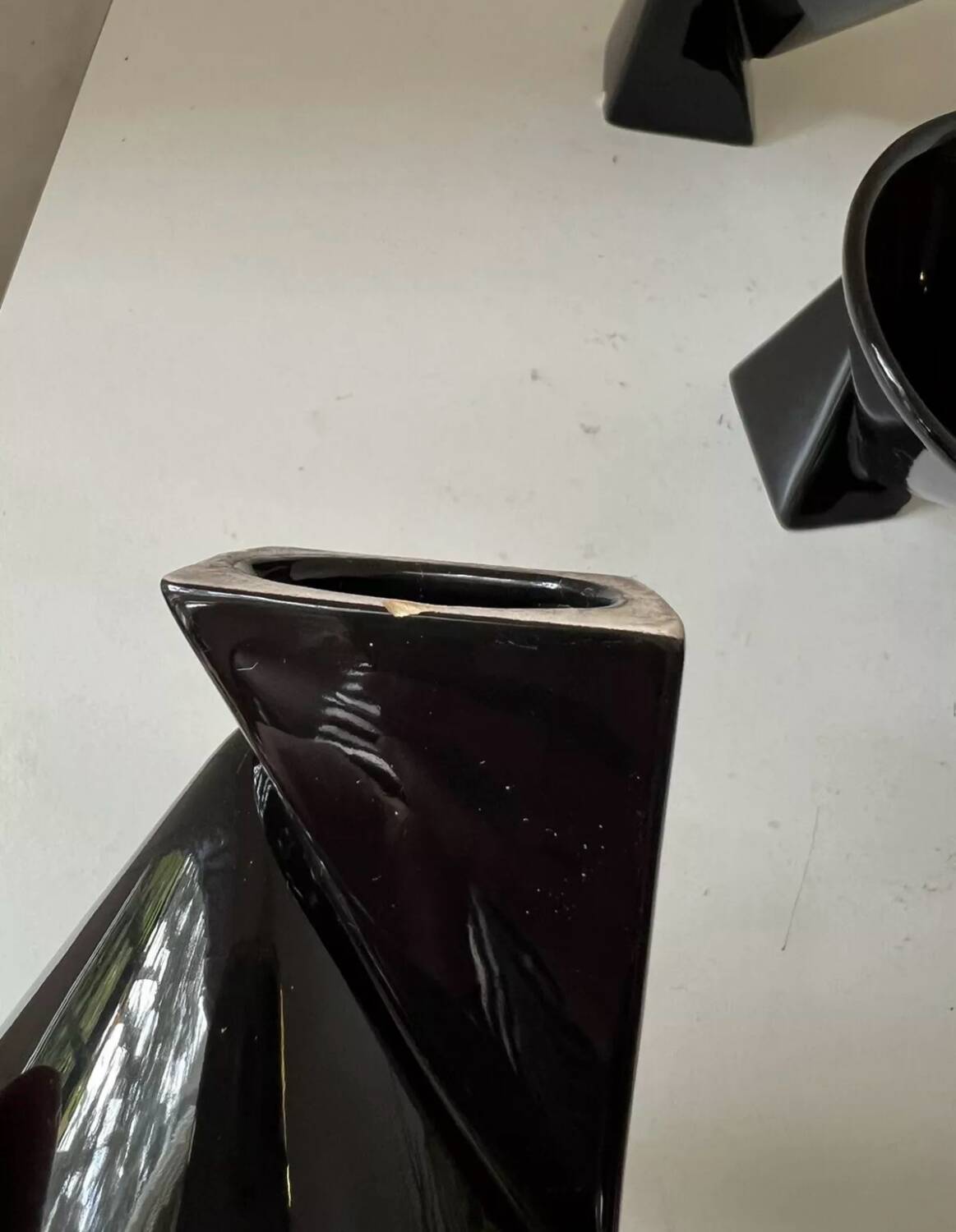 Black coffee cups designed by Pierre Casenove Studio Salins, Memphis style