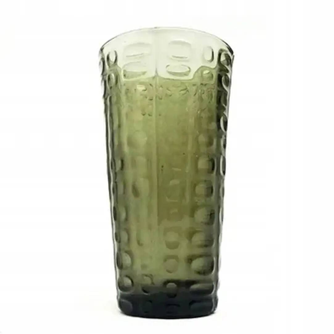 Vulkany vase, brutalism, green glass, Ząbkowice, Poland, 1970s