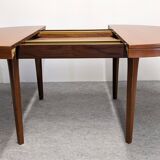 Scandinavian round extendable teak table, 60s-70s
