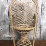 Lot ancien canapé + fauteuil style emmanuelle osier tressé poupée vintage