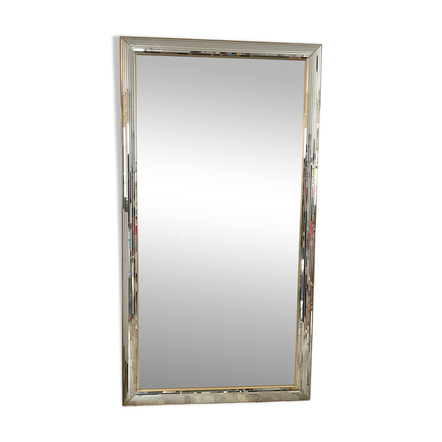 Large vintage Hollywood Regency style mirror with shutters.