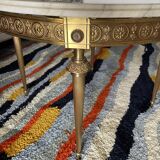 Neoclassical coffee table Louix XV in white marble and brass