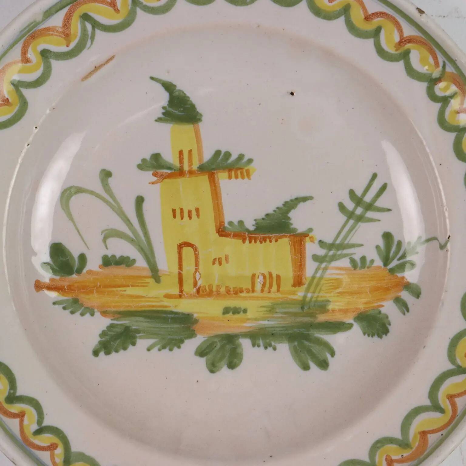 Antique plate in majolica Italy mid-19th century