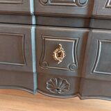 Commode Louis XV laquée noir acier