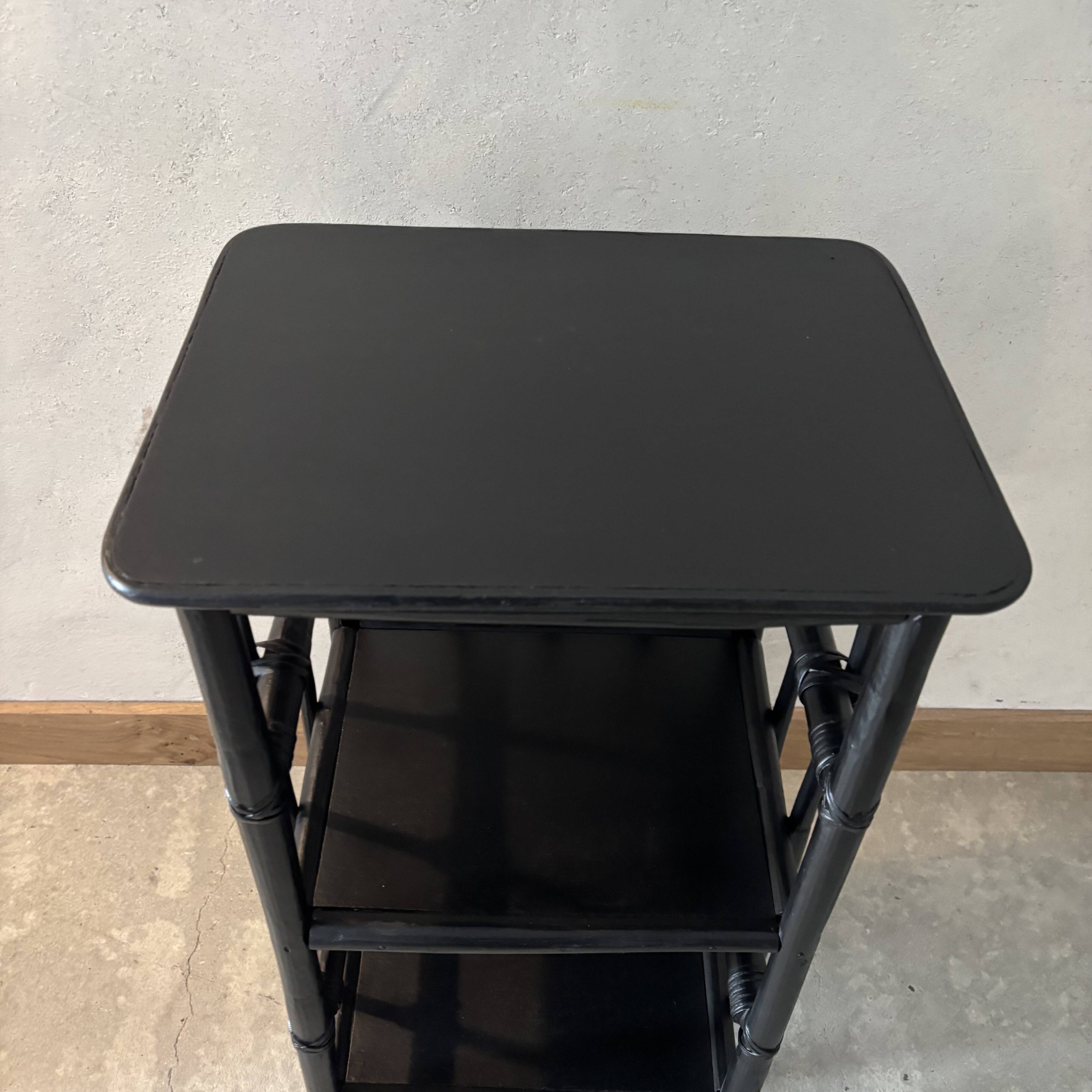 Black rattan shelves