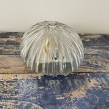Vintage pebble wall lamp in chiseled glass corrugated shape
