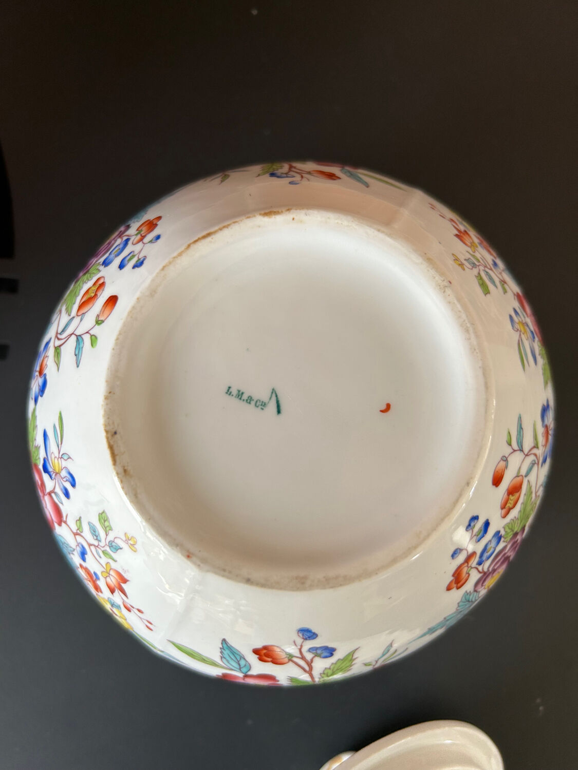 Polychrome sugar bowl Creil and Montereau