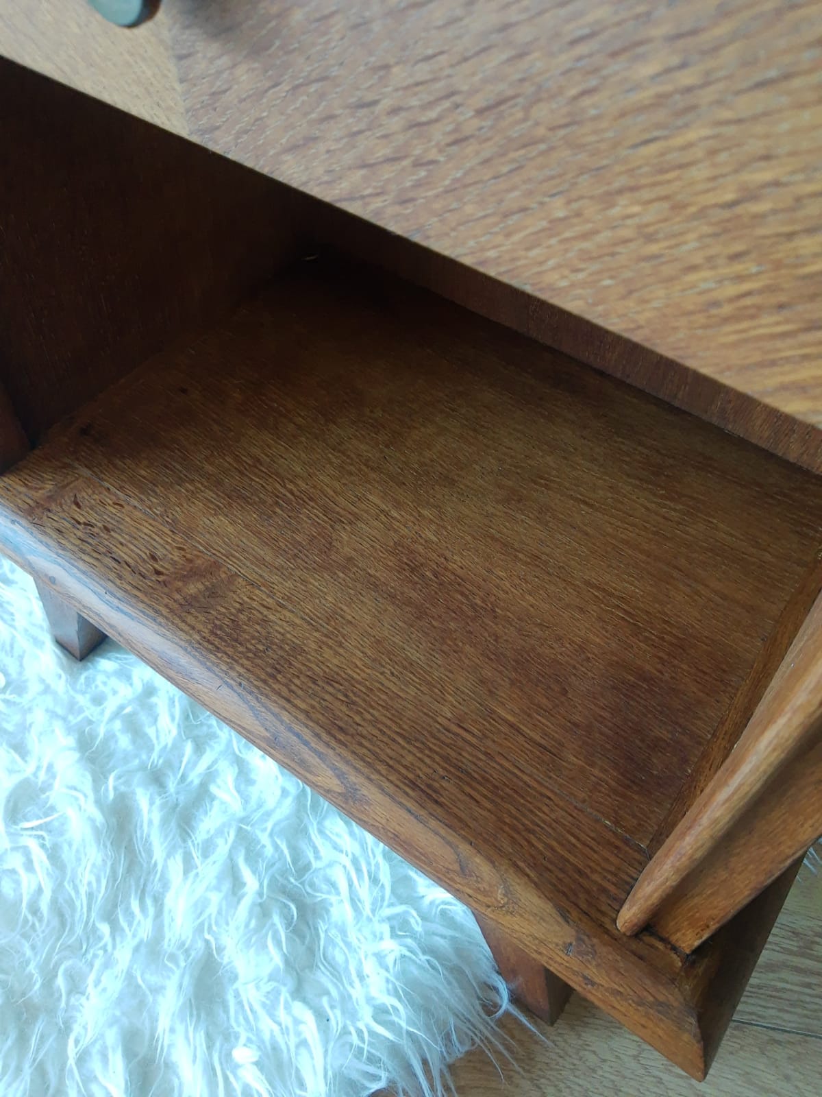 Bedside table oak compass legs - vintage
