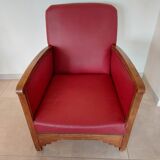 Raspberry red art deco armchair