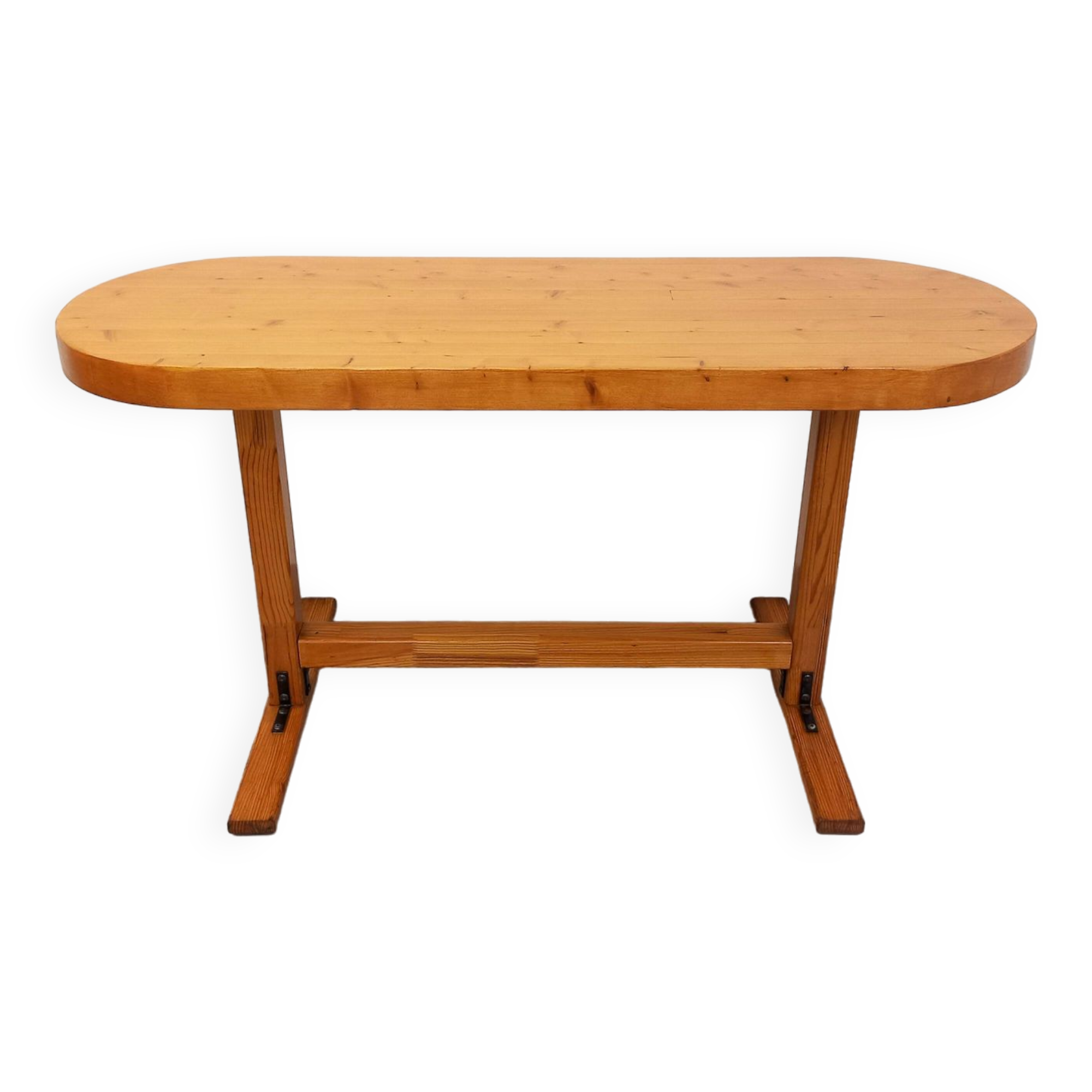 Oval table / vintage pine console from the 60s 70s