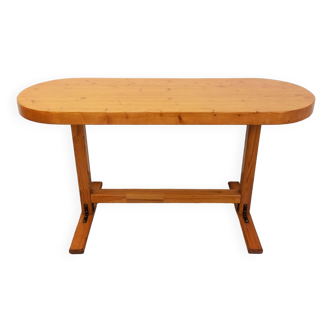 Oval table / vintage pine console from the 60s 70s