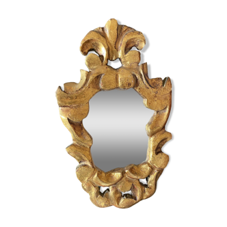 Petit miroir baroque bois doré.