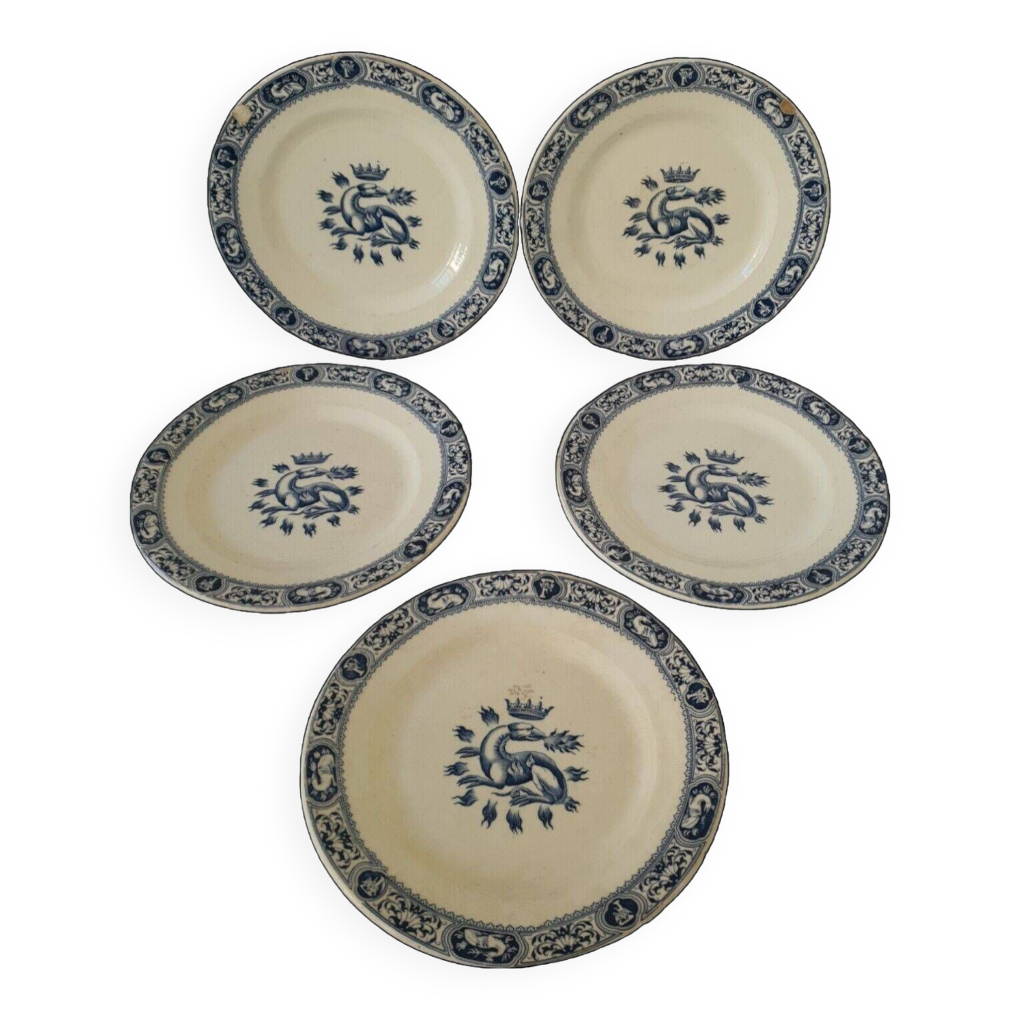 Lot Of 5 Plates François 1er Terre De Fer Model Salins D21.5 Cm
