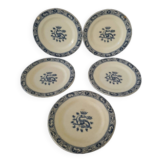 Lot De 5 Assiettes François 1er Terre De Fer Modèle Salins D21,5 Cm