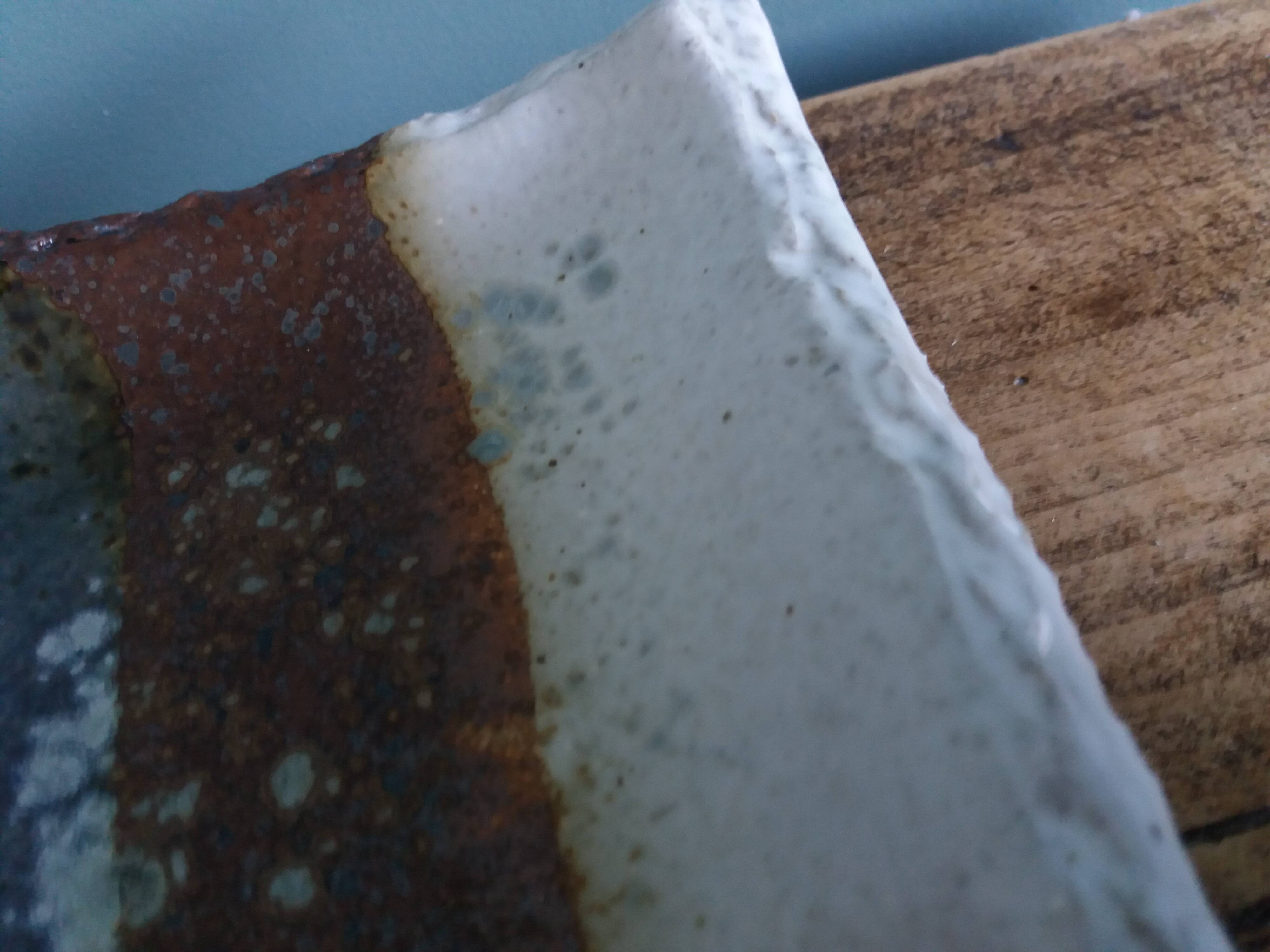 Brutalist ceramic pen holder, signed