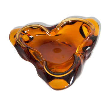 Cendrier bol en verre artistique orange en cristal du milieu du siècle, Italie, années 1970