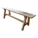 Rustic, raw solid oak bench.