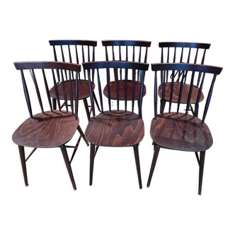 Set of 6 chairs in dark wood