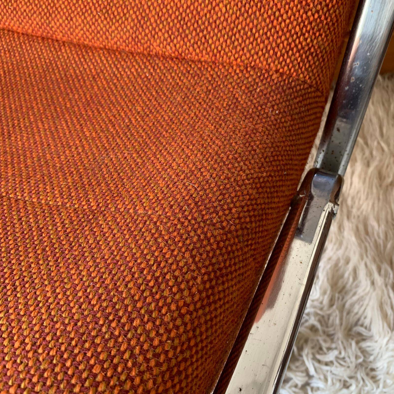 Fauteuil vintage en tweed orangé