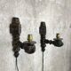 Pair of vintage wooden wall lights