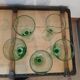 5 large green stemmed glasses