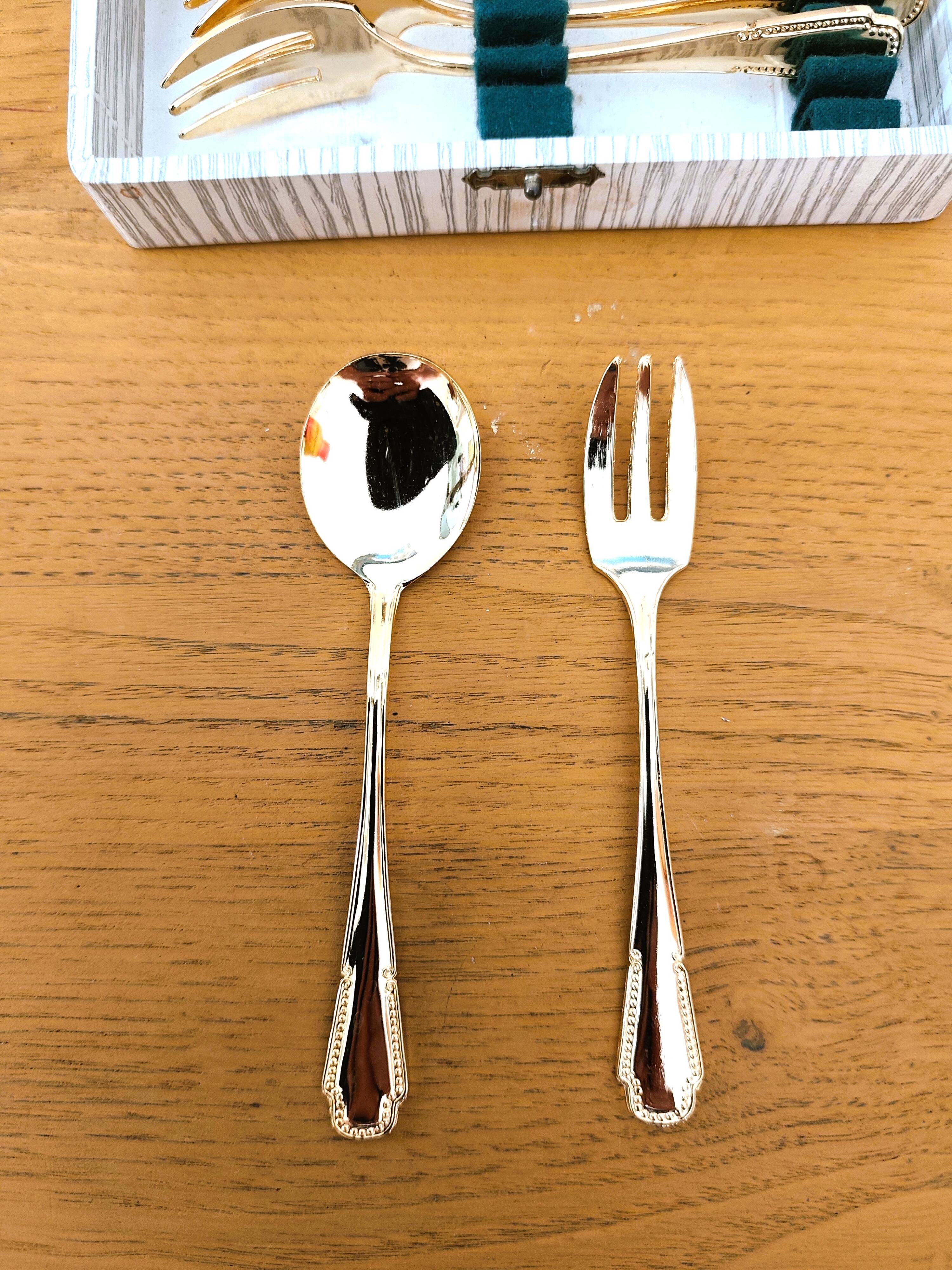 Vintage gold dessert forks and spoons