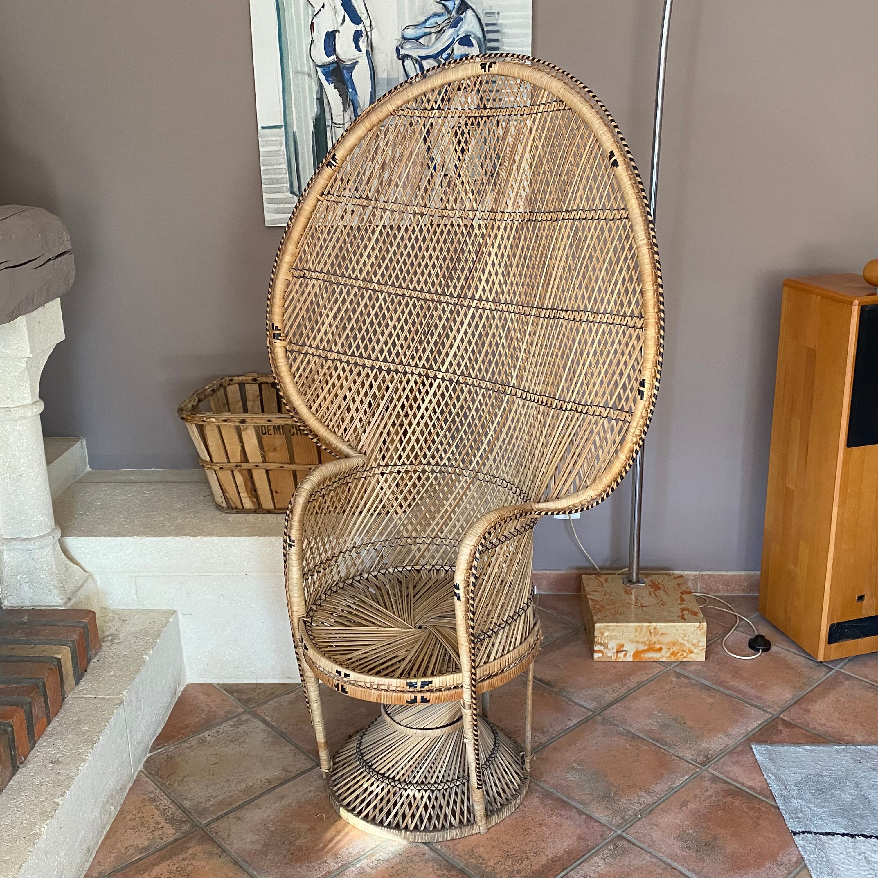 Emmanuelle armchair, 1970, braided rattan