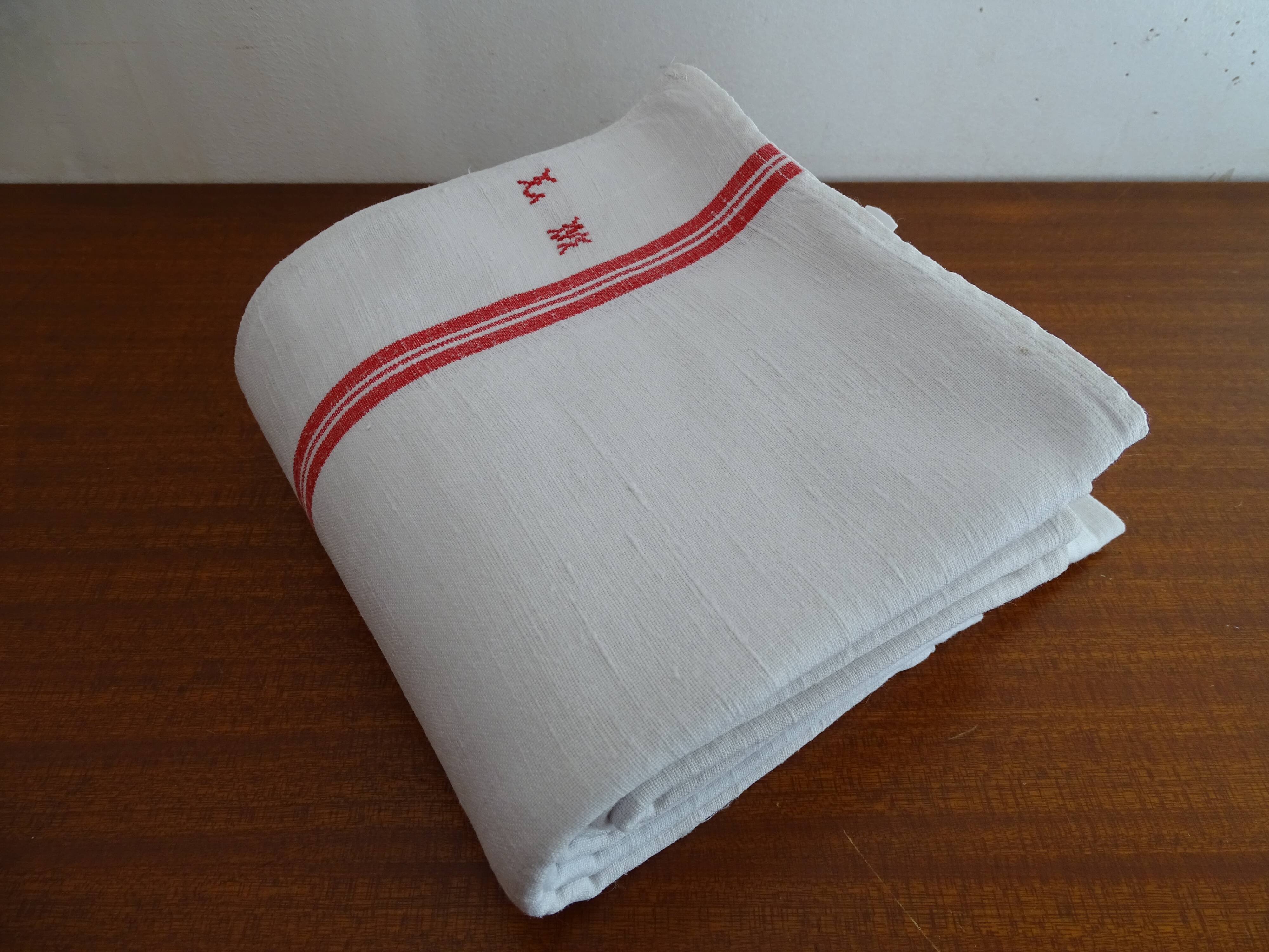 Lot 6 old cotton towels monogrammed LM