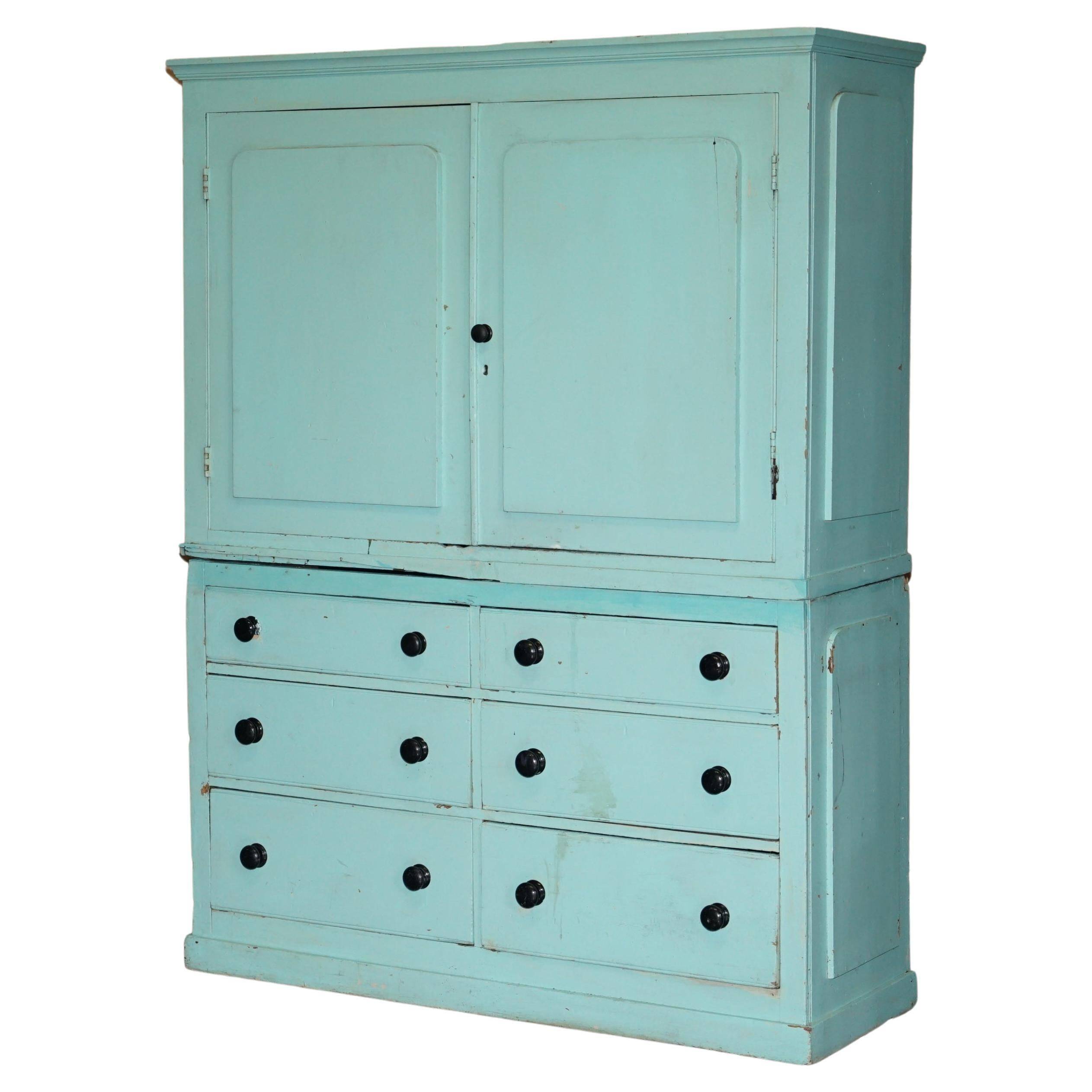 Painted pine linen cupboard or Victorian pantry circa 1860