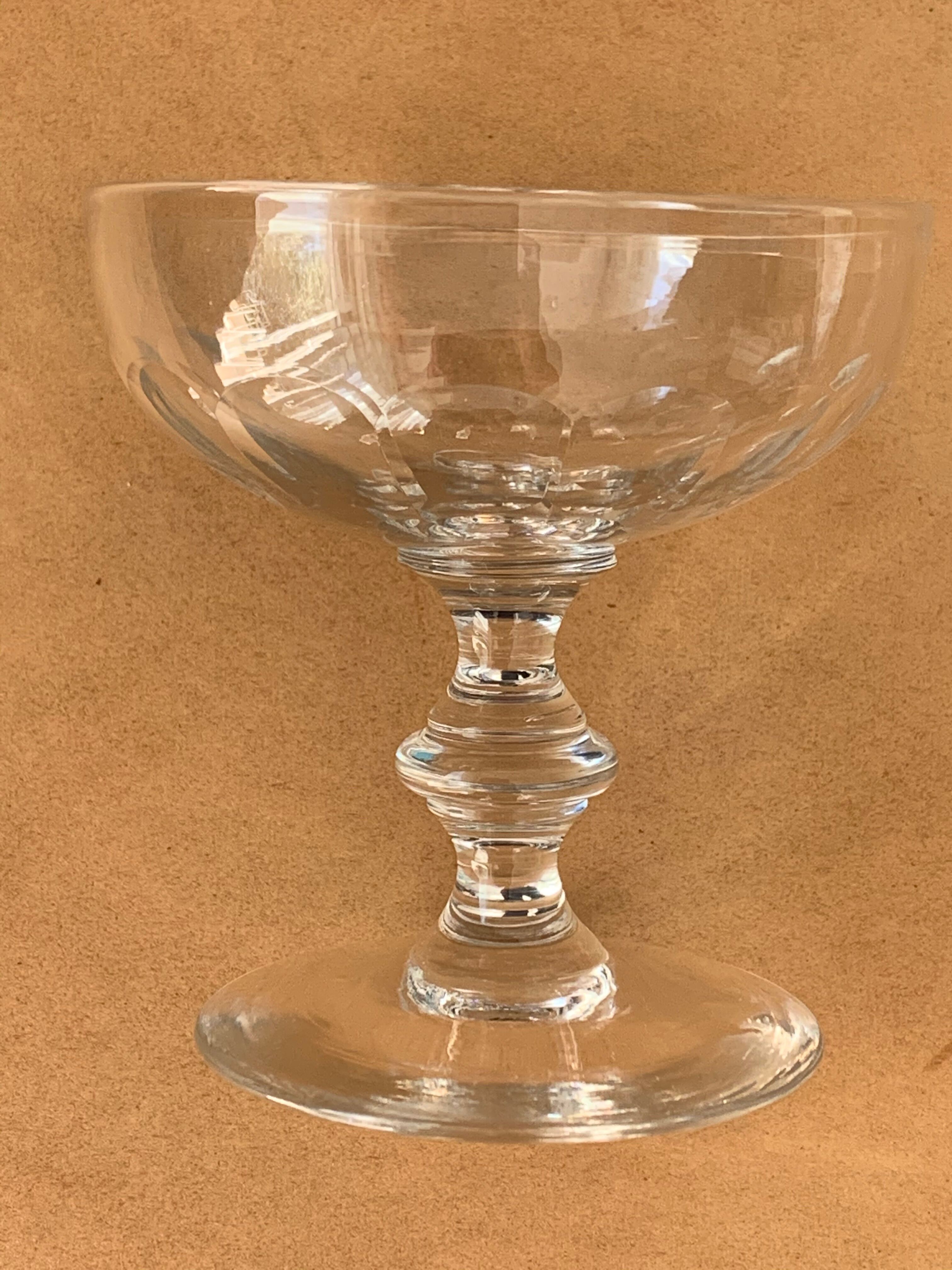 Pair of old crystal champagne glasses