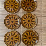 6 small plates Longchamp Squirrel and brown palmettes