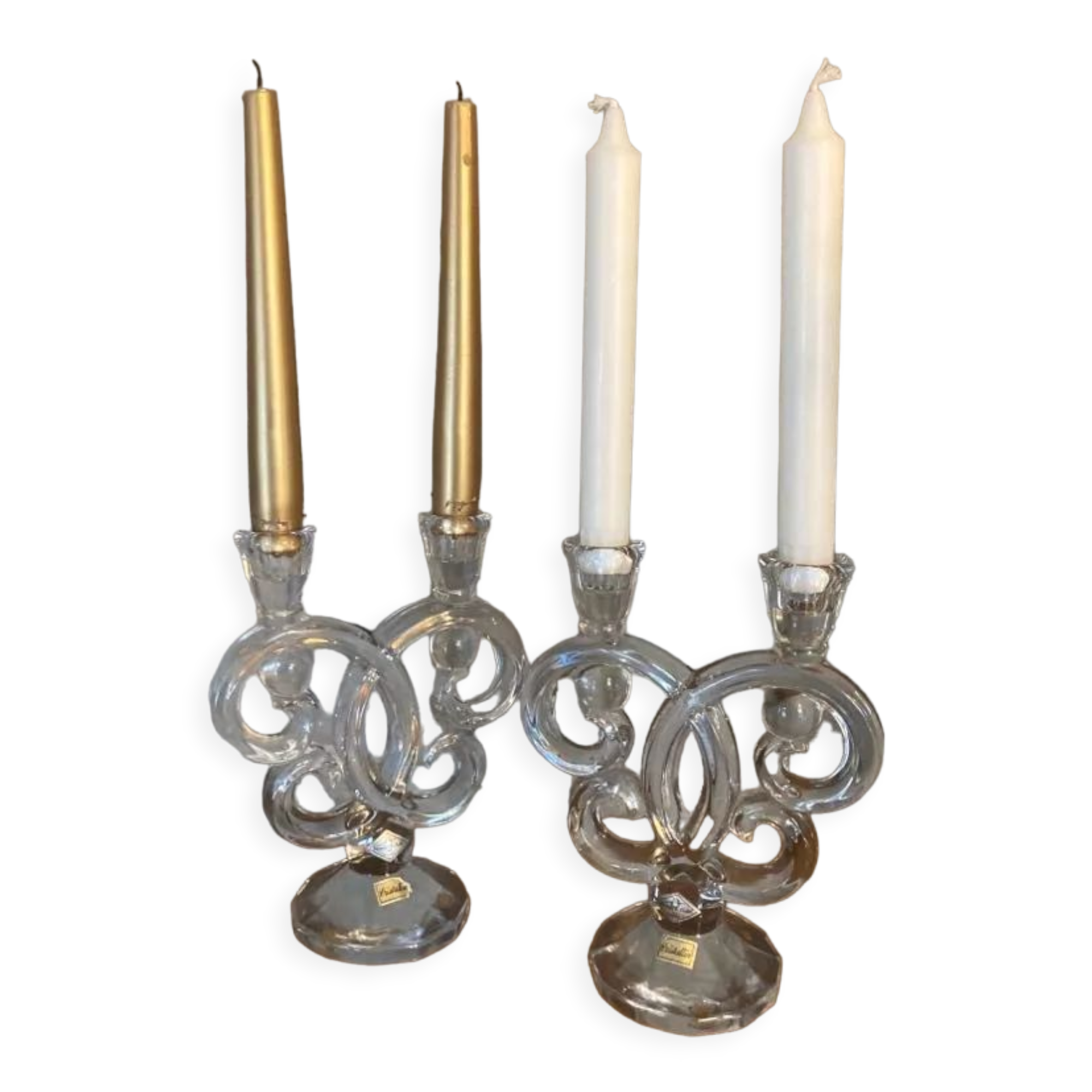 Paire bougeoirs cristal Vannes