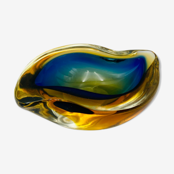 Vide-poche cendrier en verre, provenance Murano, Italie (1970).