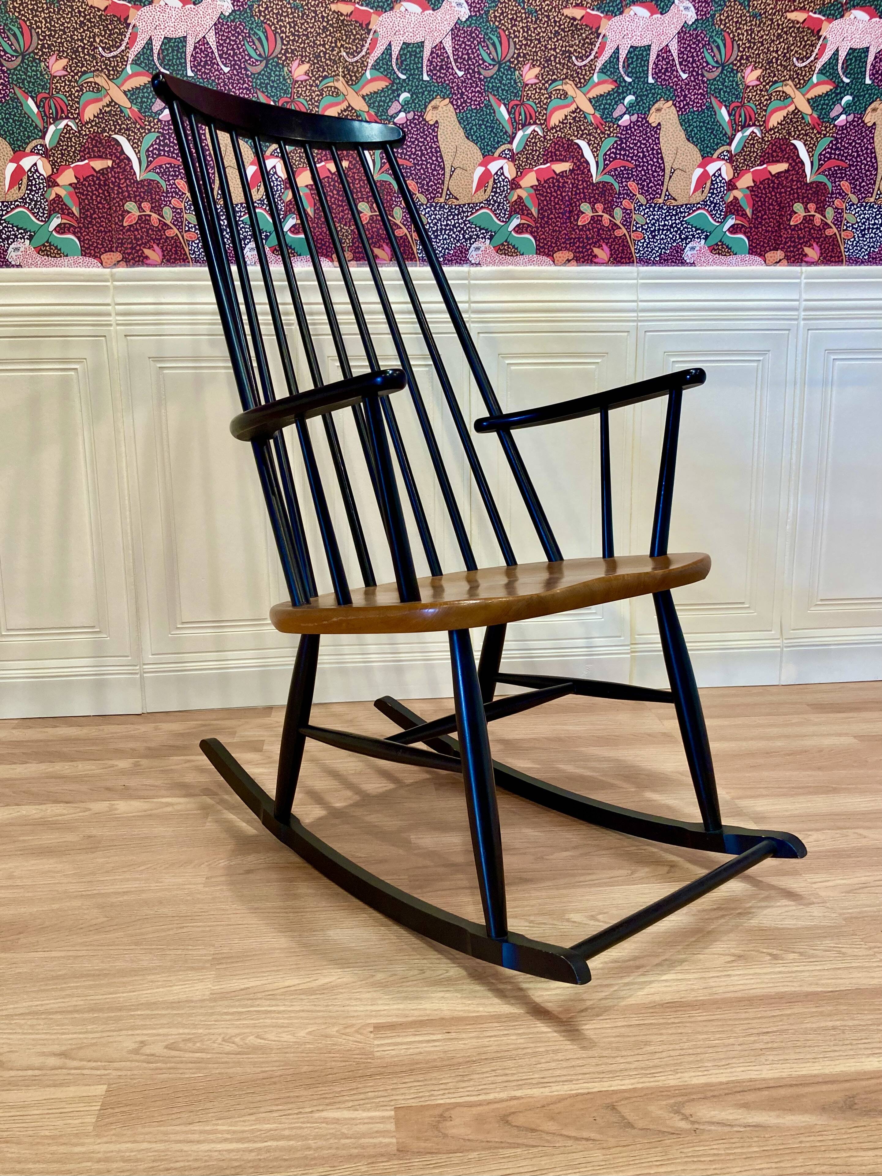 Fauteuil rocking chair design scandinave 1950 "Ilmari Tapiovaara".