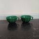 Pair of green ceramic cups K G Lunéville antique