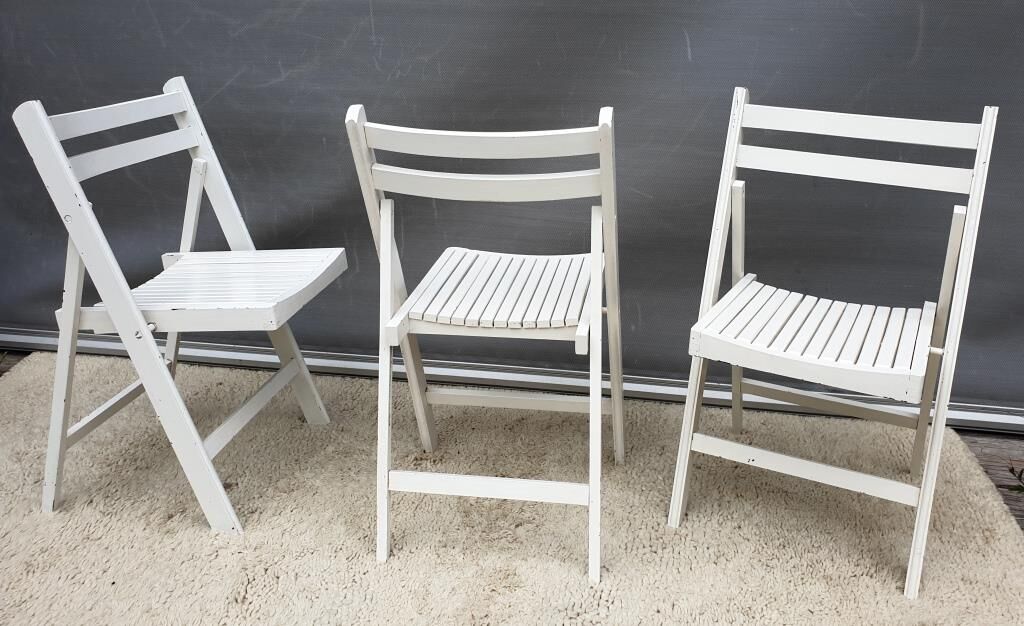 Set 3 folding chairs wood
