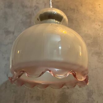 White and pink veil amber glass pendant light