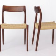 Set of 4 Niels Møller Model 77 Chairs Dark Teak Danish Cord 1950s Danish