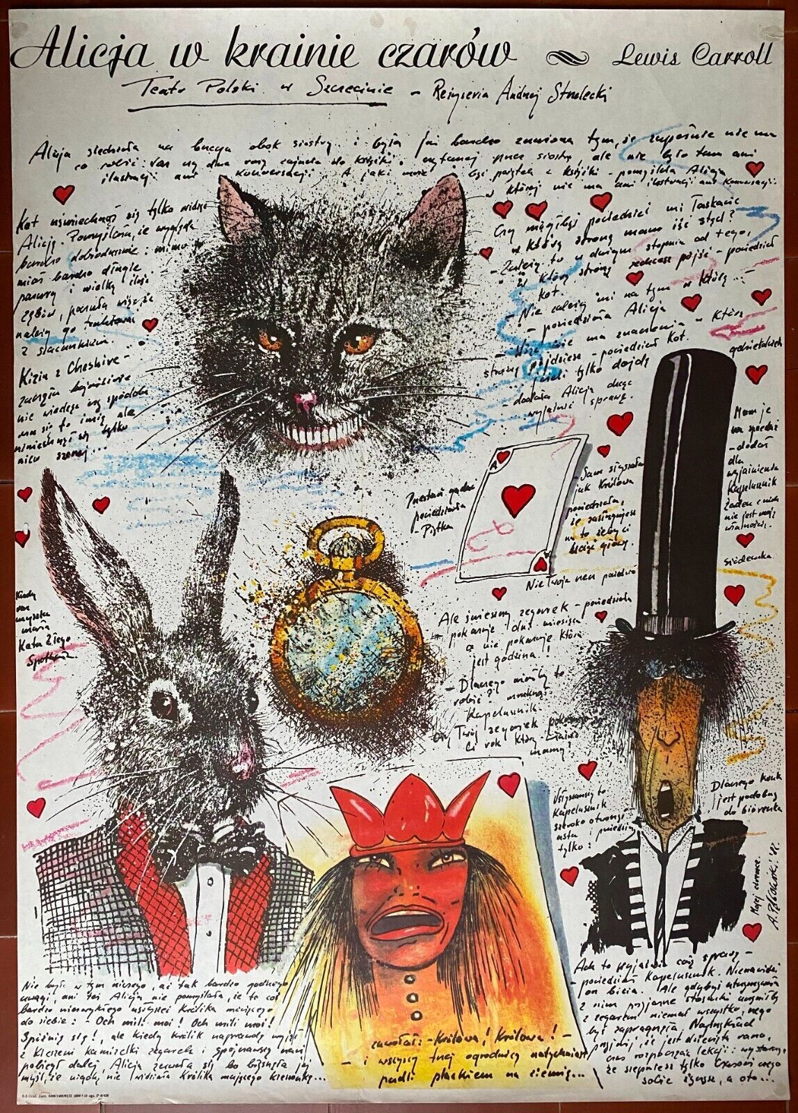Affiche originale polonaise théùâtre "Alice in Wonderland" Pagowski 1982