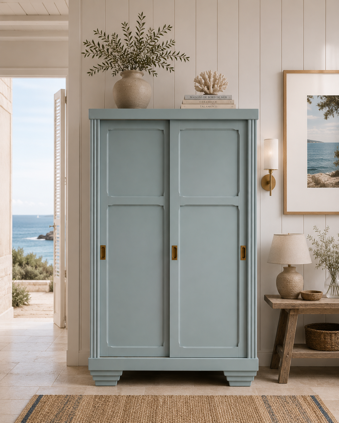 Parisian Art Deco wardrobe with sliding doors.