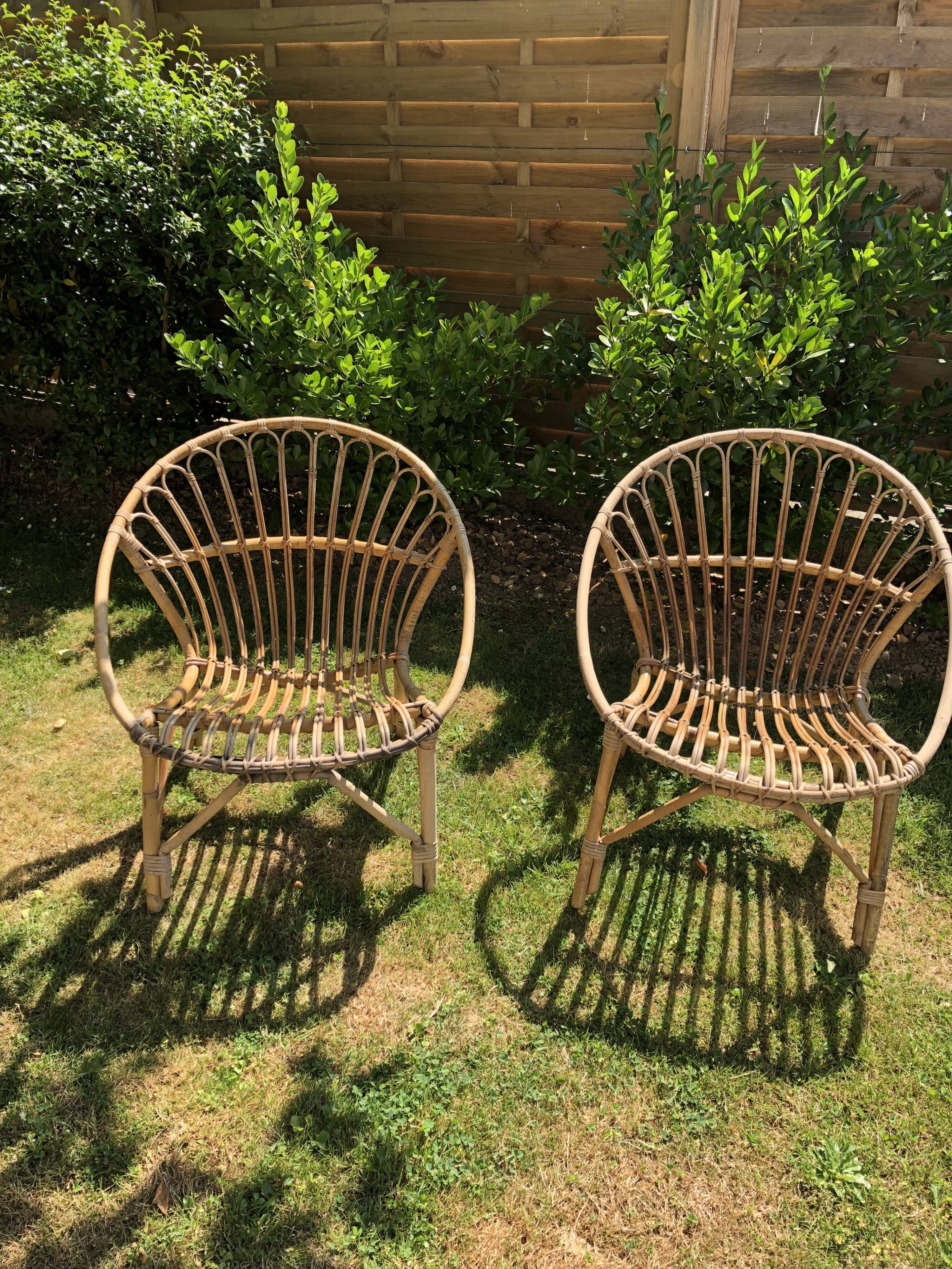 Rattan armchairs