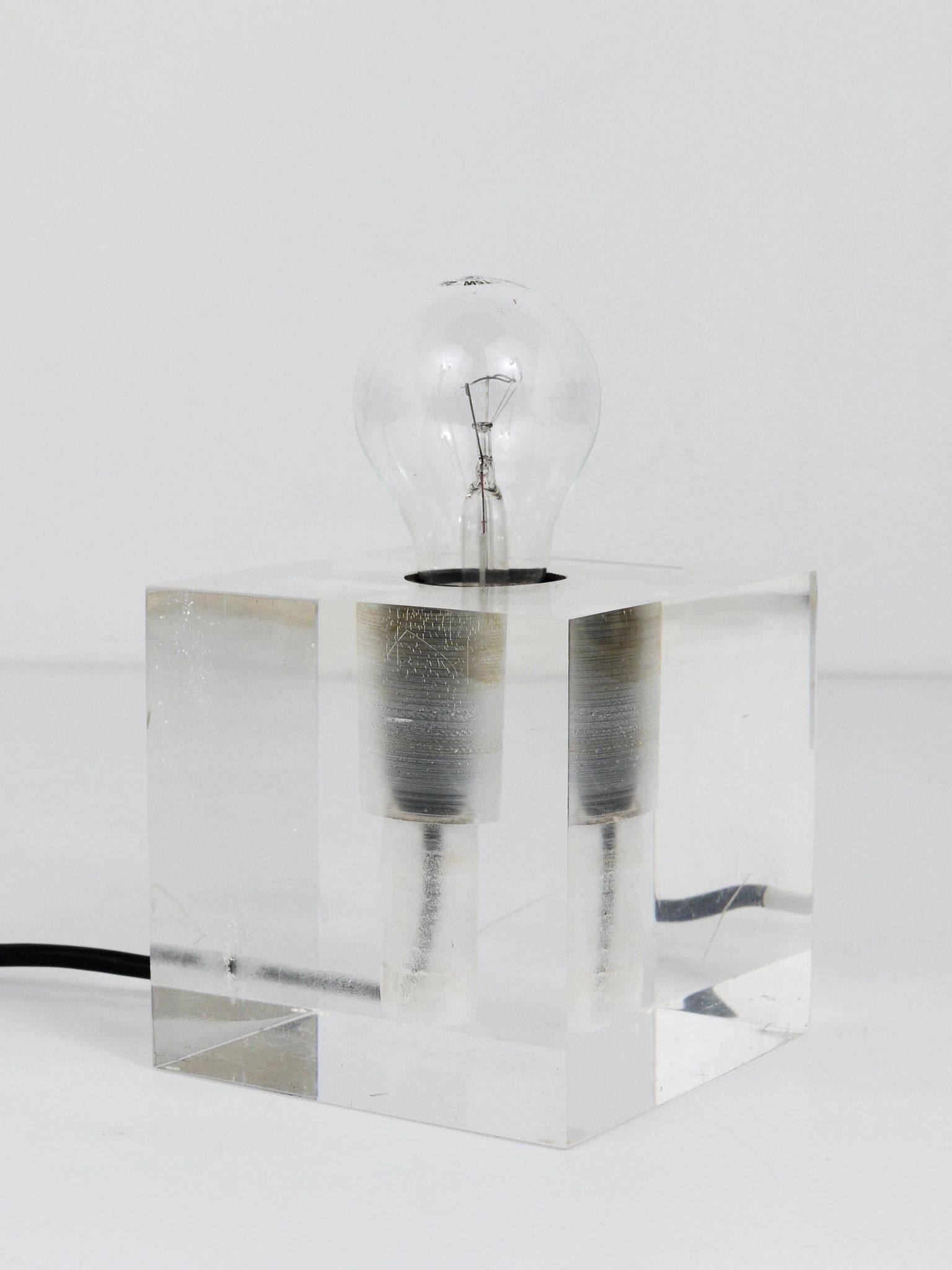 Cubic table or postmodern accent lamp in lucite, Italy, 1970s