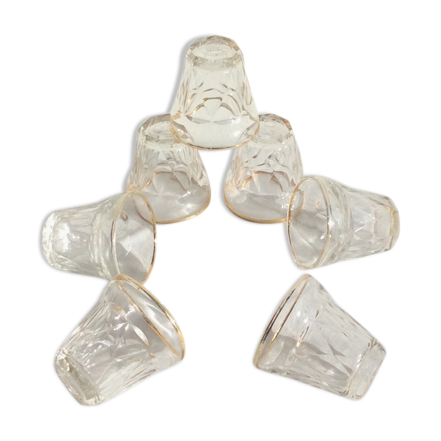 Set of 7 old small glasses BVB France R.E.G.D.