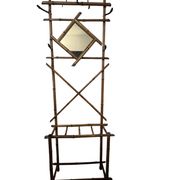Art Deco, coat rack with bamboo mirror, diamond shape, around 1930.