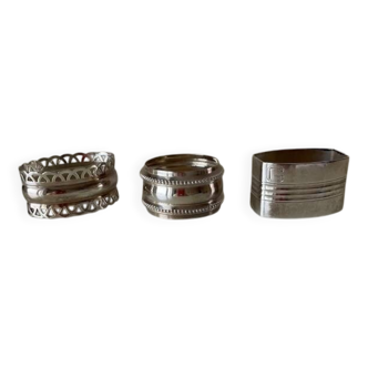 Trio of silver metal napkin rings