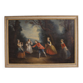 Antique French painting of children playing from the 18th century